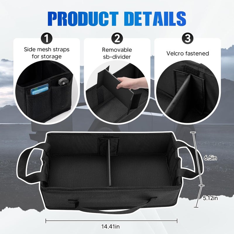 AUTOFIT Cybertruck 1st Row Under Seat Front Storage Box 2PCS - Truck Under Seat Tool Box for 2024 Tesla Cybertruck with Removable Dividers, 600D Oxford Cloth, Cybertruck accessories Mesh Organizer - Image 2